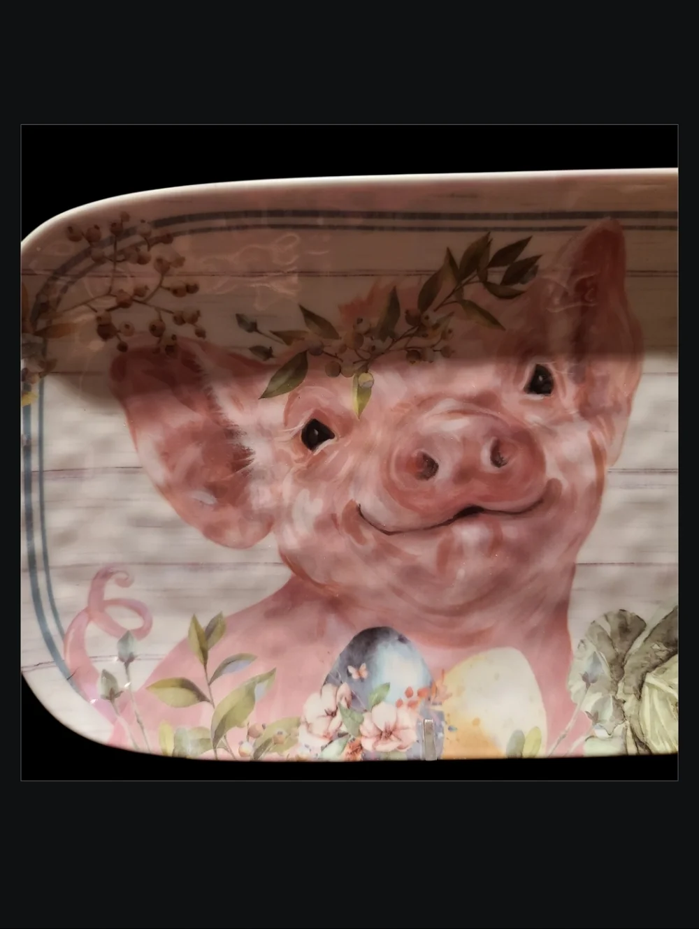 Baby Pig & Bunny Rabbit Farmhouse Indoor Outdoor Melamine Serving Platter New